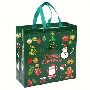 ถุงกันน้ำลายซานตาคลอสและตุ๊กตาหิมะ PP/ผ้าไม่ทอ ขนาด 36x36x14 ซม. บรรจุภัณฑ์ของขวัญคริสต์มาสขนาดใหญ่สำหรับเด็ก น่ารัก พกพาสะดวก สำหรับฮาโลวีน - Product Image 6