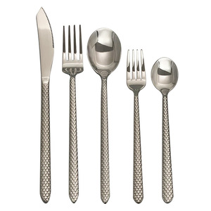 Classic <b>Fish</b> Scales Textured Handle Flatware Set Mirror Silver 18/0 Stainless Steel <b>Knife</b> Fork Spoon for Wedding Party - Product Image 4