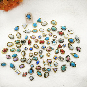 Decorazioni per <span class=keywords><strong>Unghie</strong></span> in Lega Stile Cinese Semplice, <span class=keywords><strong>con</strong></span> Resina Retrò e Imitazione Turchese, per Nail Art Transfrontaliera - Product Image 4