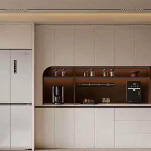 Armoire de cuisine moderne sur mesure à finition brillante, grande capacité, pour le rangement de la vaisselle, du vin, table d'appoint pour restaurant et villa - Product Image 6