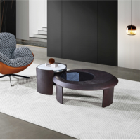 Table basse moderne en verre pour petits espaces, plateau en dalle de roche haut de gamme, ensemble de salon de luxe léger, aucun assemblage requis, personnalisable