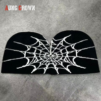 Bonnet réversible Y2K en acrylique tricoté, motif jacquard araignée, pour l'hiver et le streetwear