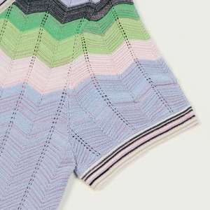 New Elegant <strong>Wavy</strong> <strong>Pattern</strong> Contrasting Colors Form-fitting Knit Dresses Round-neck Short-sleeve Women Knitted Dress - Product Image 5