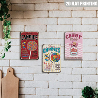 Décoration murale en métal rétro sur le thème des bonbons, avec motifs de sucettes délicieuses, pour cuisine, boulangerie, café, pâtisserie