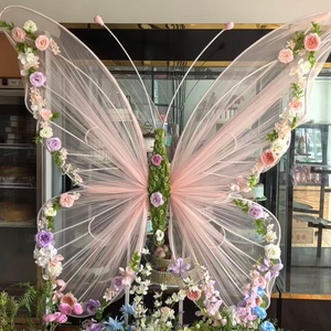 Creative <strong>Wedding</strong> Props Butterfly-Shaped Iron <strong>Frame</strong> with Wheels for Backdrop Decor - Product Image 1