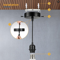 Douille de lampe Edison vintage à simplicité moderne, douille à vis E27, base LED pour plafond, 250V 110V, 1m, plastique noir, maison, garantie de 2 ans
