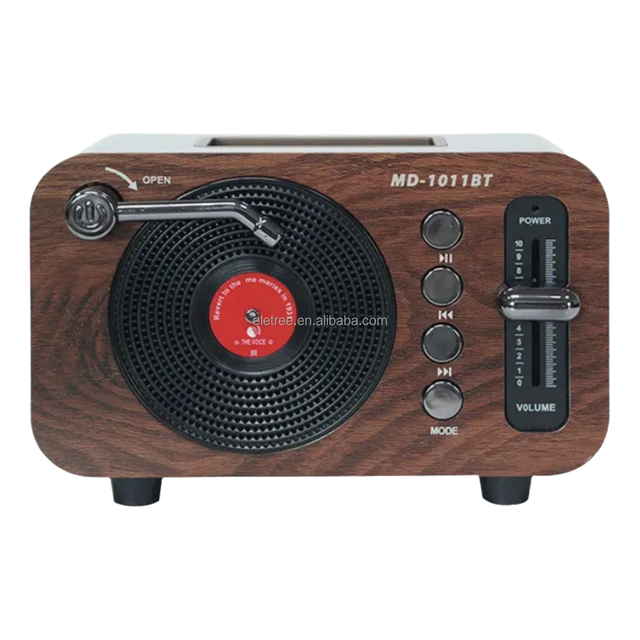 Wholesale Vintage Vinyl Player Design Rechargeable FM Radio with BT Speaker