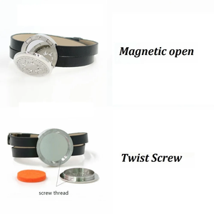 Bracciale Unisex in Acciaio Inox da 30mm con Diffusore di Oli Essenziali e Cinturino in Pelle PU, Gioiello Regalo - Product Image 3