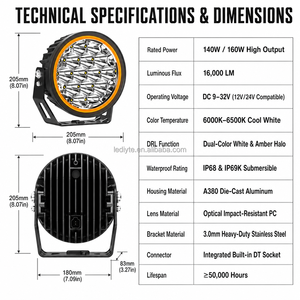 Reliable Quality 7-Inch 120W Dustproof Round Exterior Bumper Illuminator LED Spotlight with Relay Harness Kit - Product Image 4
