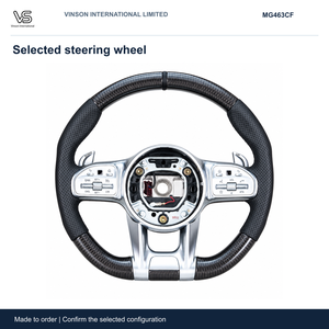 Volant à fond plat en fibre de carbone pour Mercedes Benz Classe G W463 2011 2018 Commandes argentées Centre ouvert MG463CF - Product Image 1