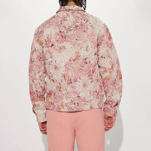 KingSen Custom <b>Men's</b> Floral Jacquard Work <b>Jacket</b> Allover Print Heavyweight <b>Canvas</b> Trucker Coat Custom Streetwear OEM Outerwear - Product Image 5