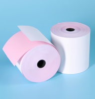 Rotoli di carta autocopiativa 76x70mm a 3 veli, bianchi/gialli, rotoli di carta NCR, forme continue autocopianti, carta NCR