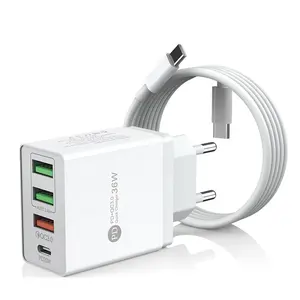 Pengisi daya USB PD 36W, adaptor daya tinggi Multi 2 port colokan US EU kualitas tinggi untuk ponsel