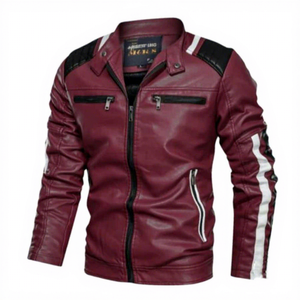 Chaqueta de Cuero Unisex con Cuello Mao, Impermeable y Cortavientos, Marca BS International, de Uttar Pradesh, con Cierre de Cremallera para Invierno - Product Image 3