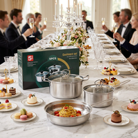 Ensemble de 5 ustensiles de cuisine exclusifs transfrontaliers de style chinois : Casserole à lait, Marmite, Poêle à frire avec couvercle en verre, Ensemble cadeau d'ustensiles de cuisine