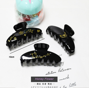 FLEUR DE MIEL Ancienne 10.5cm Style Étoile Lune Grande Ourse Fil D'or Élégant Acétate <span class=keywords><strong>Pince</strong></span> À Cheveux <span class=keywords><strong>Crabe</strong></span> - Product Image 1