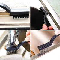 Brosse de nettoyage en fil métallique Summit de haute qualité, nouvelle, personnalisée, 8 pouces, 3 pièces, en nylon/laiton/acier inoxydable, avec poignée courbée