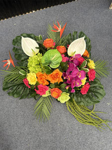 2026 nouveau Design thème tropical mariage fleurs Arrangement feuilles de palmier artificielles <span class=keywords><strong>Fushia</strong></span> Rose fleur boule pour la décoration de mariage - Product Image 4