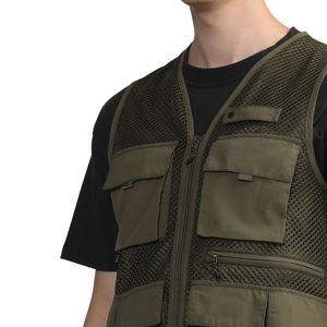 Veste utilitaire en maille légère de style streetwear en gros, veste de travail tendance, veste cargo multi-poches - Product Image 3