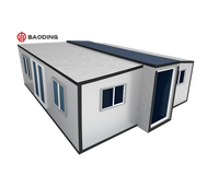 750mm Mini 15ft x 20ft Maison préfabriquée à énergie solaire extensible mobile Cabine de conteneur anti-ouragan avec toilettes