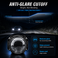 Phares LED automobiles universels à rétrofit, lentille de projecteur Bi-LED 2,5 pouces améliorée, 6 cœurs, 6000K, 12V 24V, faisceau haut et bas