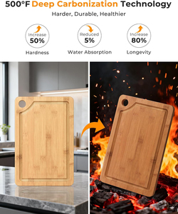 Ensemble de 3 planches <span class=keywords><strong>à</strong></span> <span class=keywords><strong>découper</strong></span> en bambou carbonisé pour la cuisine, planche <span class=keywords><strong>à</strong></span> <span class=keywords><strong>découper</strong></span> en bois pour la gravure, plateau de service pour charcuterie et fromage - Product Image 5