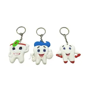 Funny Dental Clinic Activity Gift Accessories Cartoon Teeth Shape Keychain Dental Gift Decoration