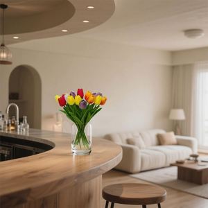 Juego de 5 Tulipanes Artificiales de Plástico Realistas, Simulación Táctil, Decoración para el Hogar, Escritorio, Bodas, Graduaciones, Navidad - Product Image 3