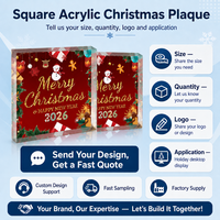 Plaque carrée en acrylique transparent épais imprimée sur mesure, motif bonhomme de neige festif, décoration de table de Noël, bloc acrylique, best-seller