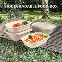 Boîte ovale rigide en papier biodégradable de qualité alimentaire avec couvercle en papier, pour sushi, nouilles, aliments pour bébés et salades, en paille de blé jetable