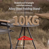 Table de camping ronde pliable en plastique d'extérieur, petite table de pique-nique portable à double couche, table basse relevable, mobilier d'extérieur