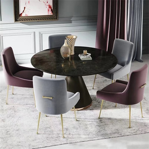 Silla de comedor moderna de lujo, muebles italianos de Hotel, tapizados en tela <span class=keywords><strong>americana</strong></span> de <span class=keywords><strong>terciopelo</strong></span> con parte trasera insertada, Estilo Vintage - Product Image 4