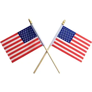 AI-MICH Custom Personalized Small Hand Flag Waving Flag Banner National Country Polyester Waving Held Flag With Plastic Pole