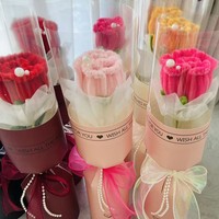 Hadiah Hari Valentine Hari Ibu Hari Perempuan Pernikahan Ulang Tahun Buket Mawar Tunggal Sutra Buatan Modern DIY Bunga Buatan Tangan