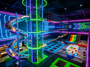 Parc d'aventure intérieur pour enfants sur le thème cyberpunk, service tout-en-un, grand toboggan, aire de jeux intérieure pour enfants avec trampoline - Product Image 2