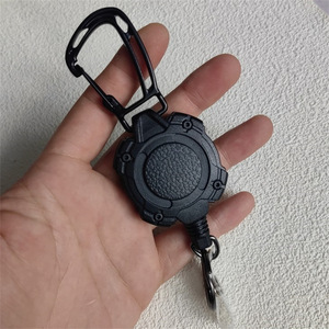 Factory wholesale black steel wire rope fishing carabiner <b>clips</b>, printable logo heavy-duty badge <b>clips</b>, easy-pull backpack - Product Image 5