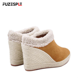 Nouvelles sandales <span class=keywords><strong>compensées</strong></span> à bout pointu pour femme, en daim, semelle en caoutchouc, talon haut 9 cm, style espadrille, collection été-automne - Product Image 6
