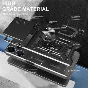 Funda Protectora Antigolpes con Lente Deslizante para Motorola <span class=keywords><strong>Moto</strong></span> EDGE 60 Fusion 40 50 40 30 20 E22 E20, con Anillo Magnético para Soporte de Coche - Product Image 5