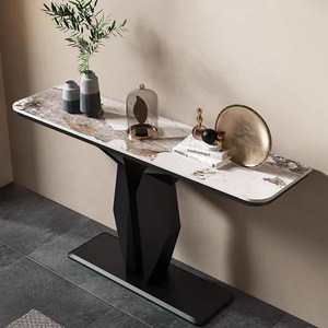 Table console en <span class=keywords><strong>pierre</strong></span> frittée de luxe italienne, table d'appoint étroite pour couloir d'entrée, table d'appoint murale fine, noyer noir - Product Image 4