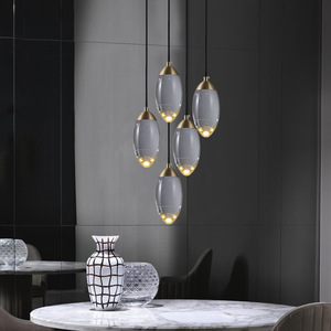Ý phong cách sang trọng hiện đại K9 Đèn chùm pha lê LED ánh sáng mặt dây chuyền treo đèn với màu đồng hình dạng hình bầu dục cho ăn uống - Product Image 1