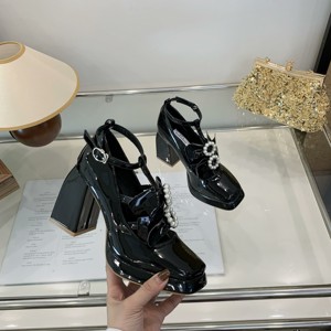 รองเท้าส้นหนาแบบใหม่ปี 2024 รองเท้าส้นสูงกันน้ำแบบมีโบว์ รองเท้าสำหรับงานแต่งงาน ไซส์ 35-40 - Product Image 4