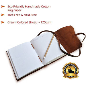 Vente en gros personnalisé en relief A5 blanc fait à la main Vintage voyageurs écriture en cuir véritable couverture cahier Journal - Product Image 5