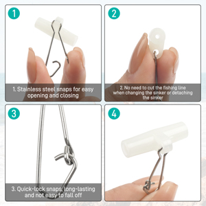 30 connecteurs de lest coulissant Duo-Lock en acier inoxydable robuste <span class=keywords><strong>pour</strong></span> la pêche en mer et la pêche au poisson-chat - Product Image 4