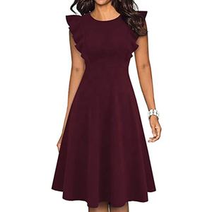 <strong>Womens</strong> Black Career <strong>Dresses</strong> Ruffle Arm Modern <strong>Funeral</strong> Attire Flared a Line Sundress Vintage Clothes Party <strong>Dress</strong> - Product Image 3