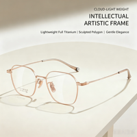 6271 Bingkai Kacamata Titanium Retro Artistik Intelektual Elegan