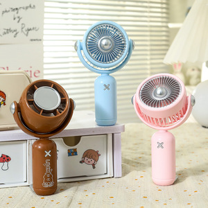 Portable Rechargeable Handheld Fan Adjustable Angle Desk Stand 5W DC Motor <b>Battery</b> <b>Operated</b> Hands Free Use 4-6 Hours Runtime - Product Image 1