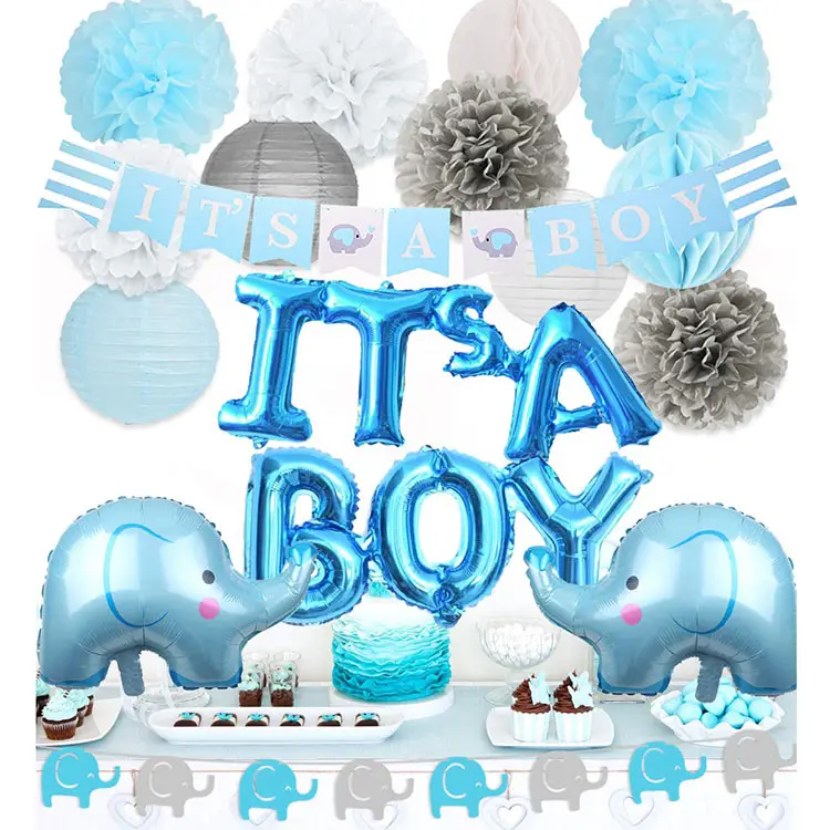 Nicro New Product Blue Children Elephant Theme Party Baby Shower Decorations