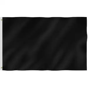 Бриз 3x5 футов черные однотонные простые черные полиэстер с латунной втулки флаг