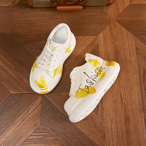 Zapatillas Blancas de Mujer 2026 Primavera Otoño de Cuero Genuino con Suela Gruesa y Aumento de Altura, Zapatillas con Cordones de Doble Uso para Estudiantes - Product Image 6