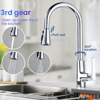 Robinet de cuisine moderne à poignée unique, deux fonctions, avec douchette extractible, en céramique, rotatif à 360 degrés, mitigeur eau chaude/froide pour évier, idéal pour usage hôtelier